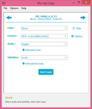 Blu-ray Copy select output format