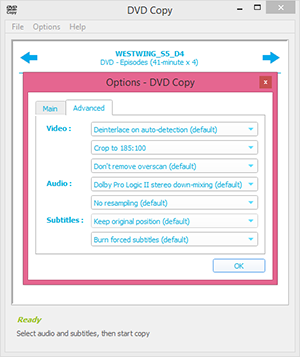 DVD Copy advanced output options