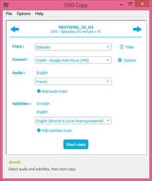 DVD Copy select output format