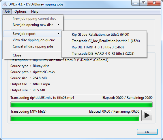 Find job report menu