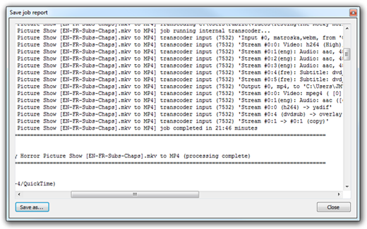 Subtitle issues will be found in video transcoder job report