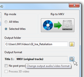 Click the small gear wheel button to change output format